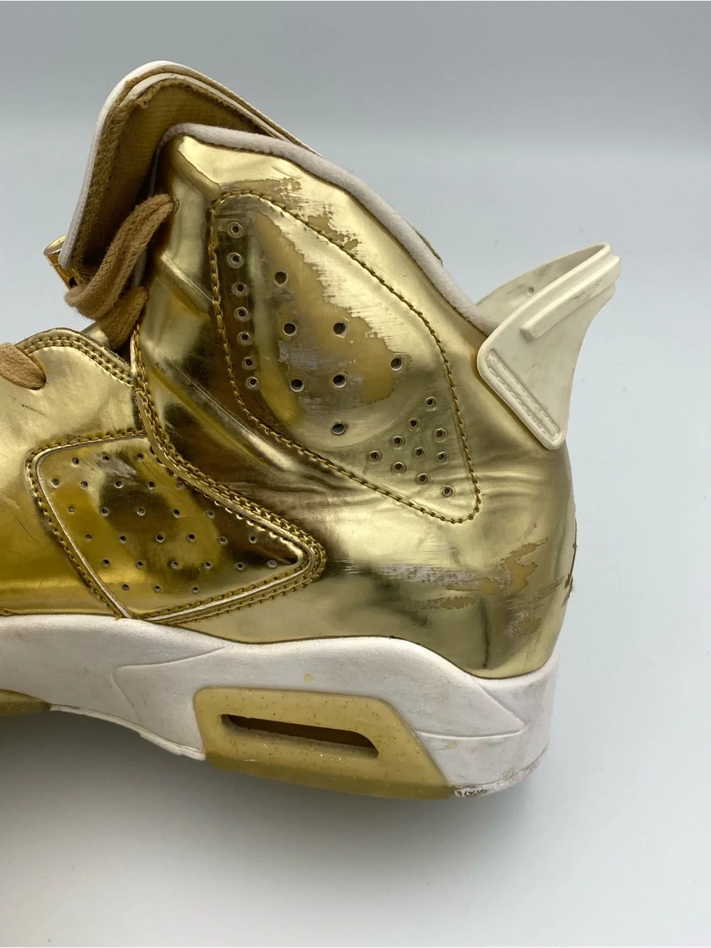 Jordan Metallic Gold High Top Sneakers with White Interior